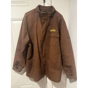 Vintage Men's‎ BoyLondon Sport Brown Chore Barn Jacket Sz L FLAWS Distressed